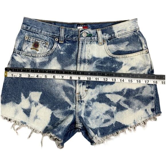 90’s Vintage Tommy Hilfiger Hand Cut & Dyed Light Distressed Jean Shorts - Picture 7 of 10